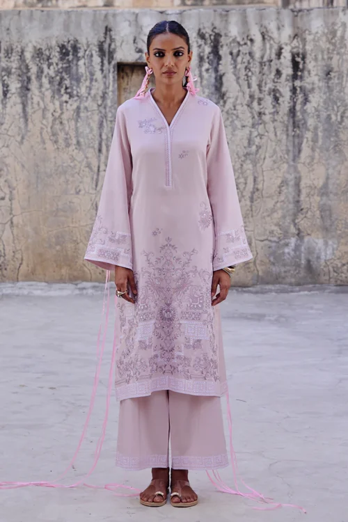 Image Eid Collection '25 - 'Powder Pink' Embroidered Co-Ord Stitched Set