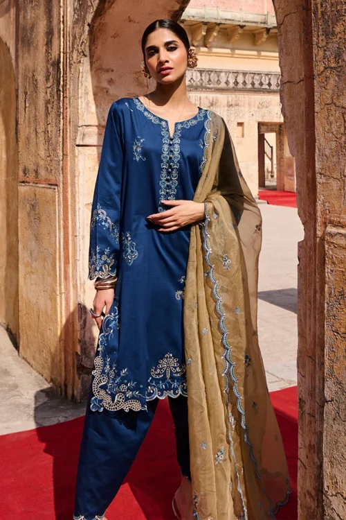Image | Eid Collection 25 | Luxury Embroidered Suit | Blue | Stitched | 3 pc set.