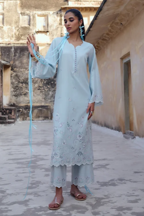 Image Eid Collection '25 - 'Blue' Embroidered Co-ord Set | Stitched