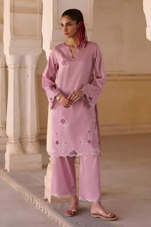 Image Eid Collection '25 - 'Dusky Mauve' Embroidered Co-Ord Set | Stitched