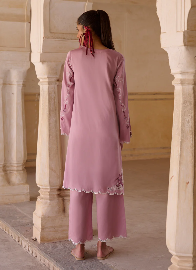 Image Eid Collection '25 - 'Dusky Mauve' Embroidered Co-Ord Set | Stitched - Image 2