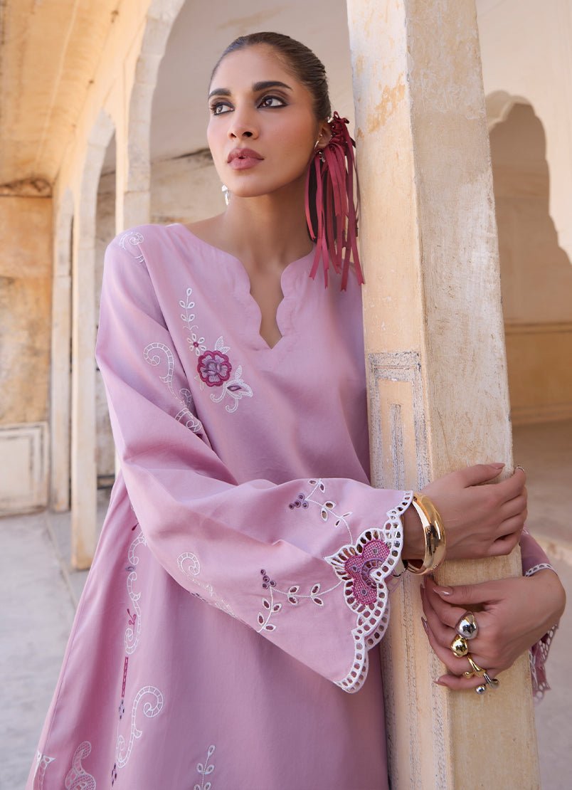 Image Eid Collection '25 - 'Dusky Mauve' Embroidered Co-Ord Set | Stitched - Image 3