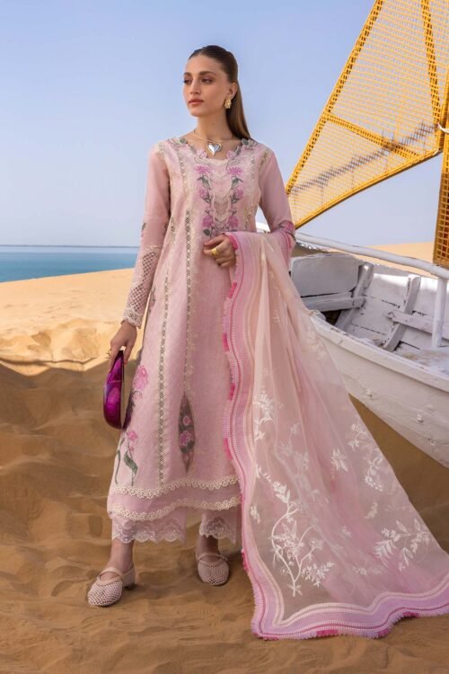 Crimson Lawn 2025 – Flow Collection "Powder Pink" | Unstitched Festive 3PC Outfit – A Handmade Tale D2B