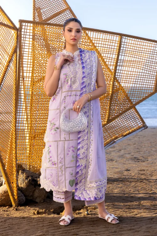 Crimson Flow Lawn 2025 "Lavender" – Unstitched 3PC Festive Outfit | A Girl in the Garden D7A