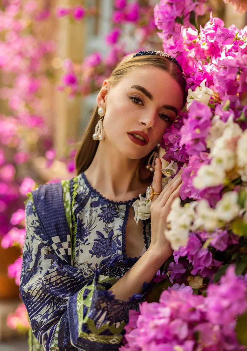 Elaf Blue Blossom 'Grey' Unstitched Lawn - Printed Chikankari '25 | 3-Piece Set - Image 4