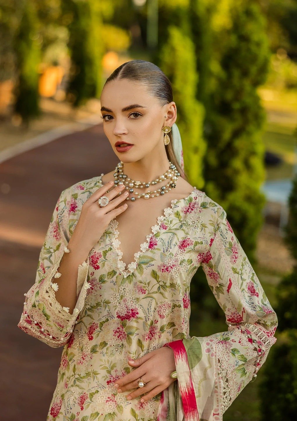 Elaf | Sweet greens | Off White | Lawn | Unstitched | Print Chikankari Collocation '25 | 3 pc set - Image 4