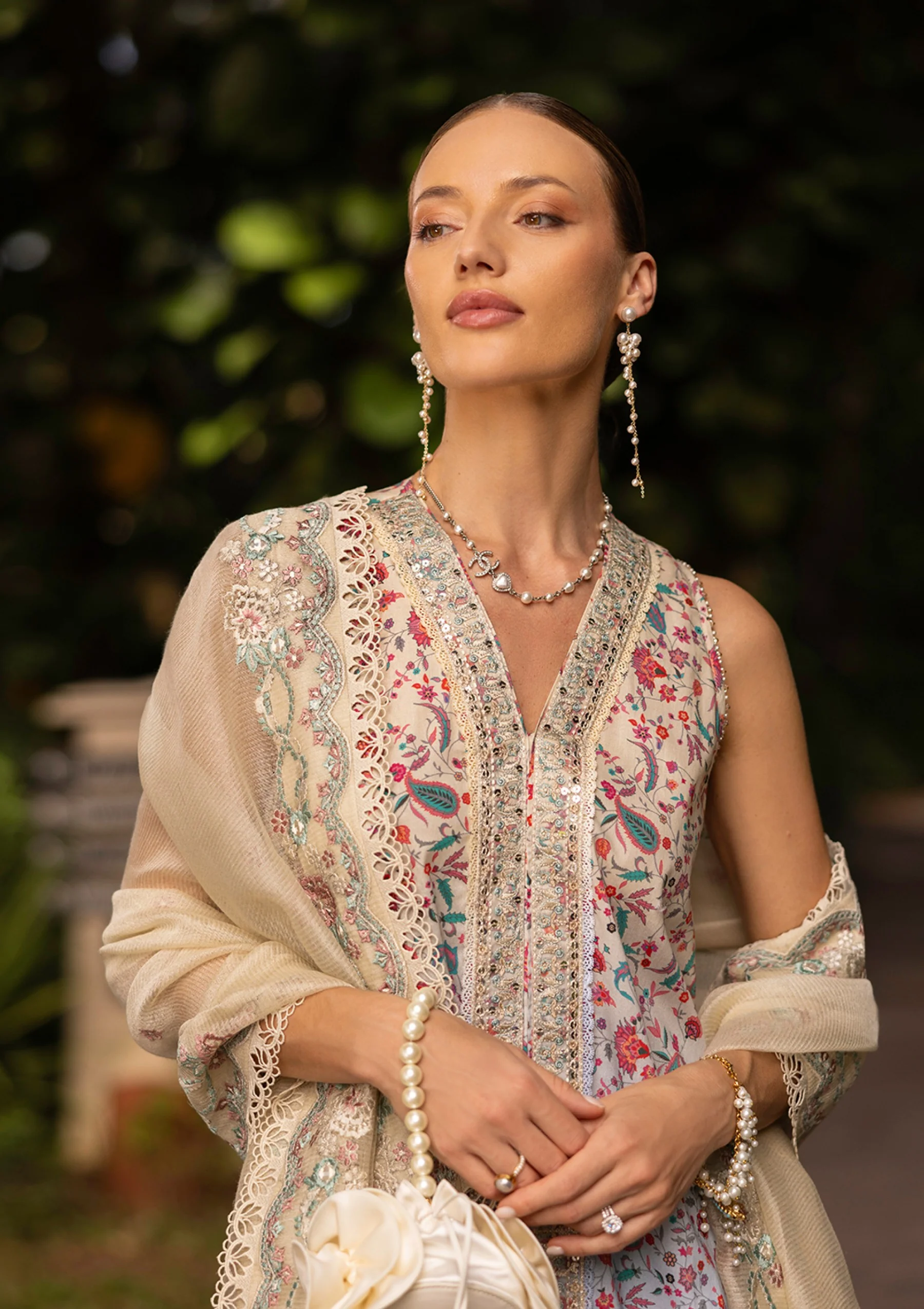 Faiza Saqlain Zinnia Luxury Lawn 25 Danica-06 "Peach" - 3Pc Party Wear Collection - Image 2