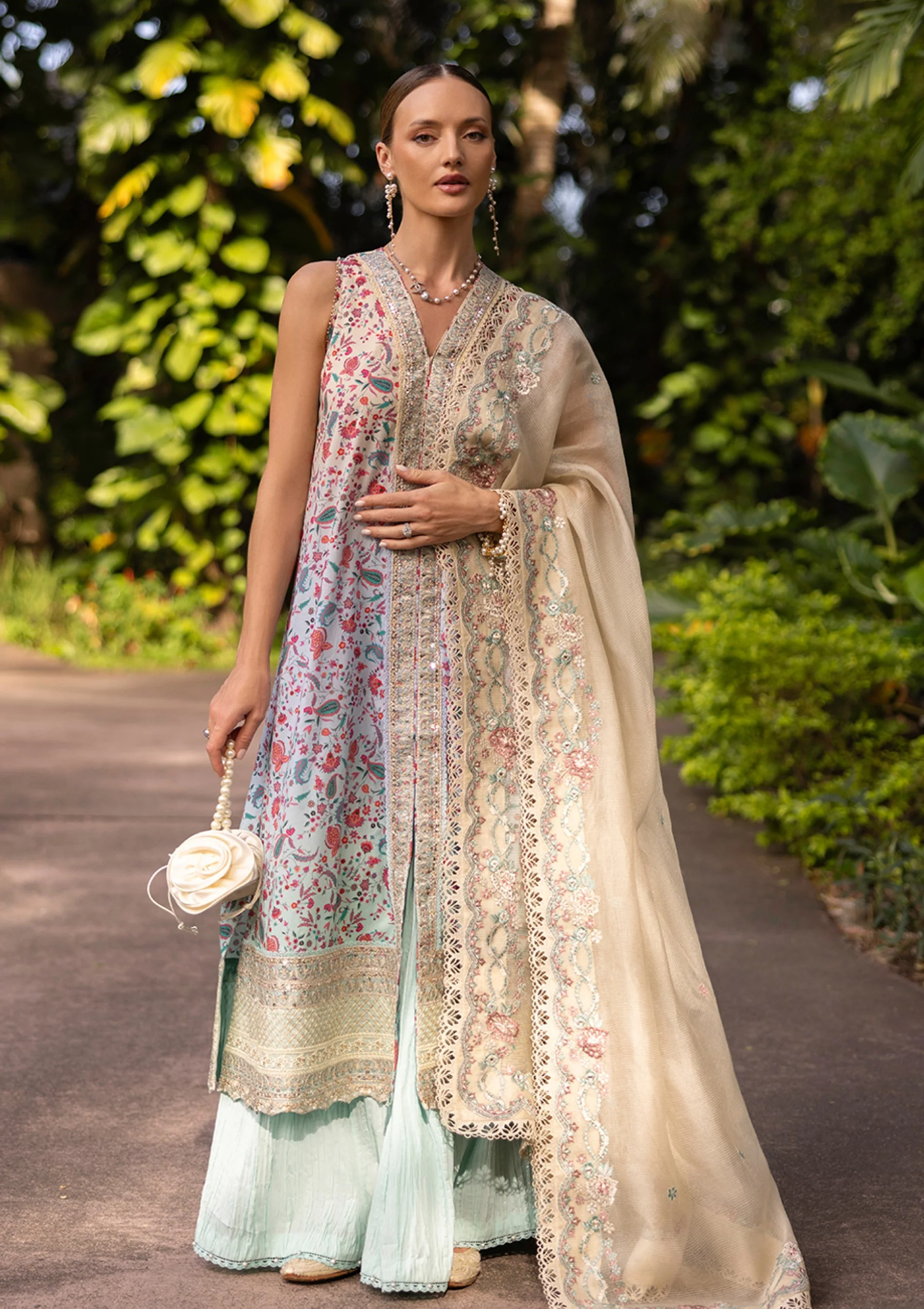 Faiza Saqlain Zinnia Luxury Lawn 25 Danica-06 "Peach" - 3Pc Party Wear Collection - Image 3