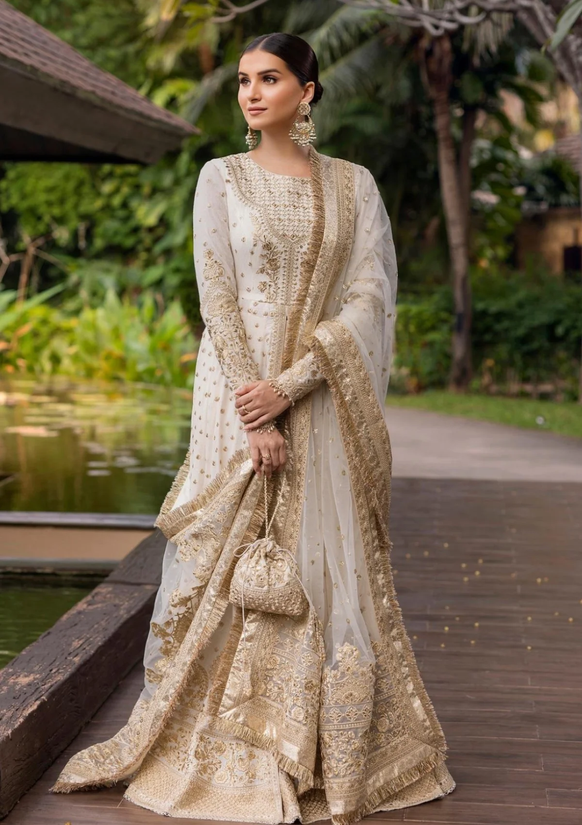 Faiza Saqlain Zinnia Luxury Lawn 25 Lily-07 "Off-White & Gold" | Elegant Unstitched 3 Piece Ladies Suit - Image 3
