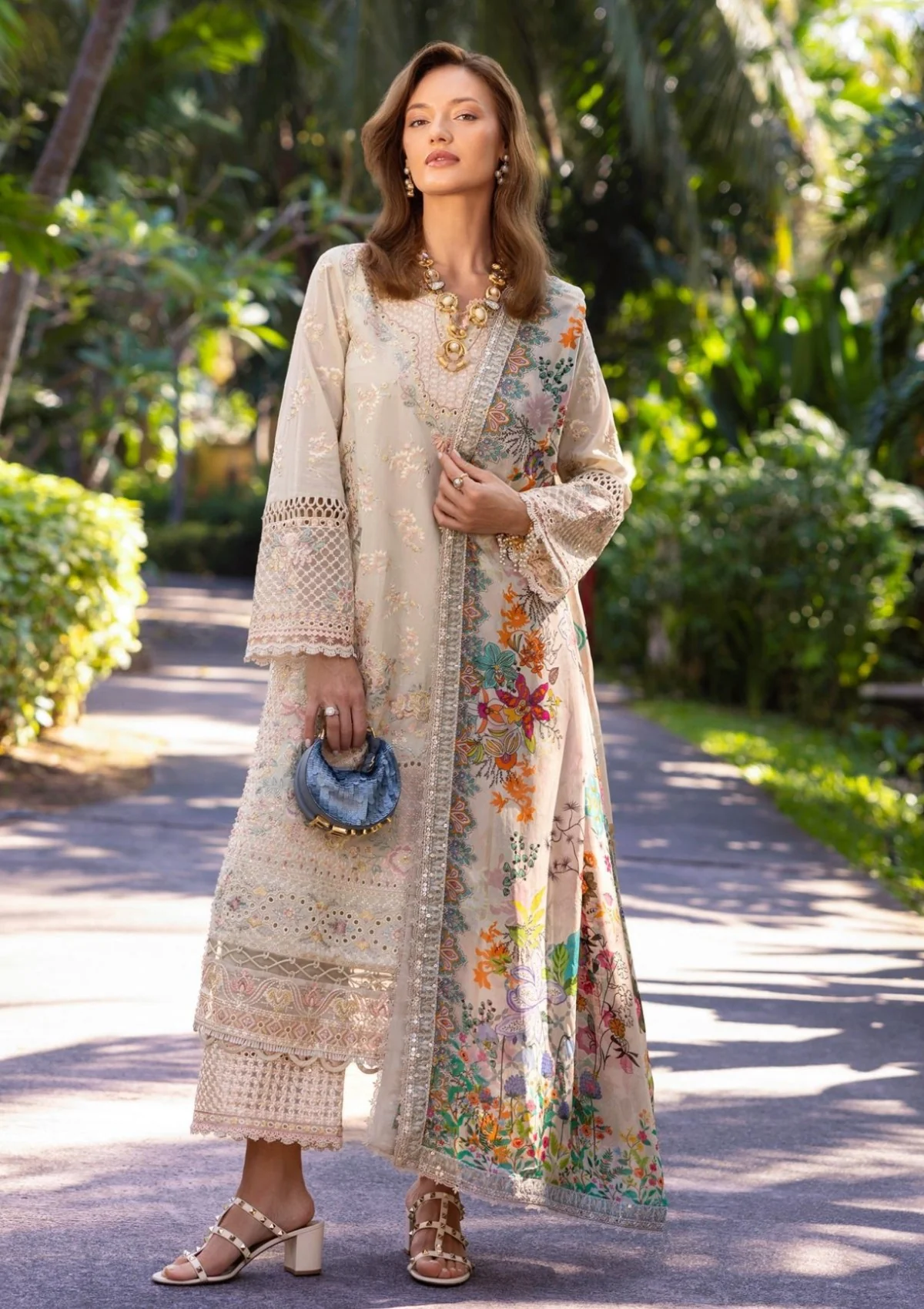 Faiza Saqlain Zinnia Luxury Lawn 25 Delilah-11 "Vanilla" | Unstitched 3 Piece – Festive Formal Wear