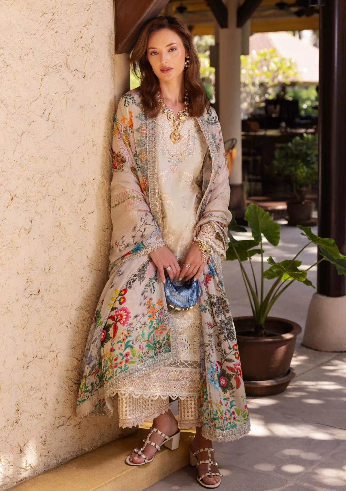 Faiza Saqlain Zinnia Luxury Lawn 25 Delilah-11 "Vanilla" | Unstitched 3 Piece – Festive Formal Wear - Image 2