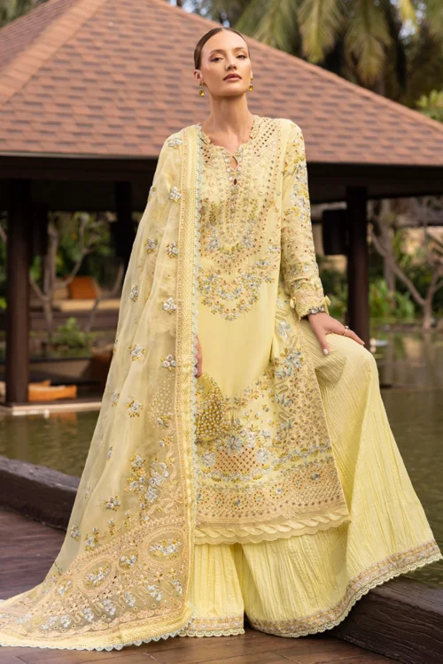 Faiza Saqlain Azalea-12 "Lemon Yellow" Zinnia Luxury Lawn 25 | Unstitched 3 Piece Festive Collection