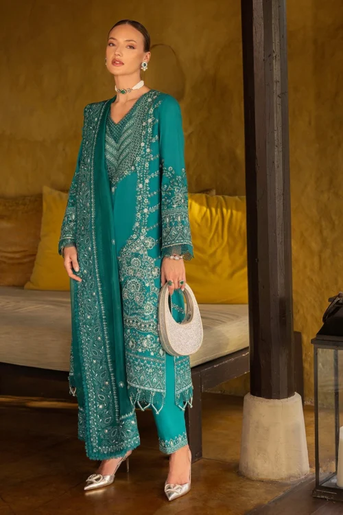 Faiza Saqlain Zinnia Lawn 25 Calla-13 "Teal Green" | Unstitched Festive Wear | 3pc Ladies Suit