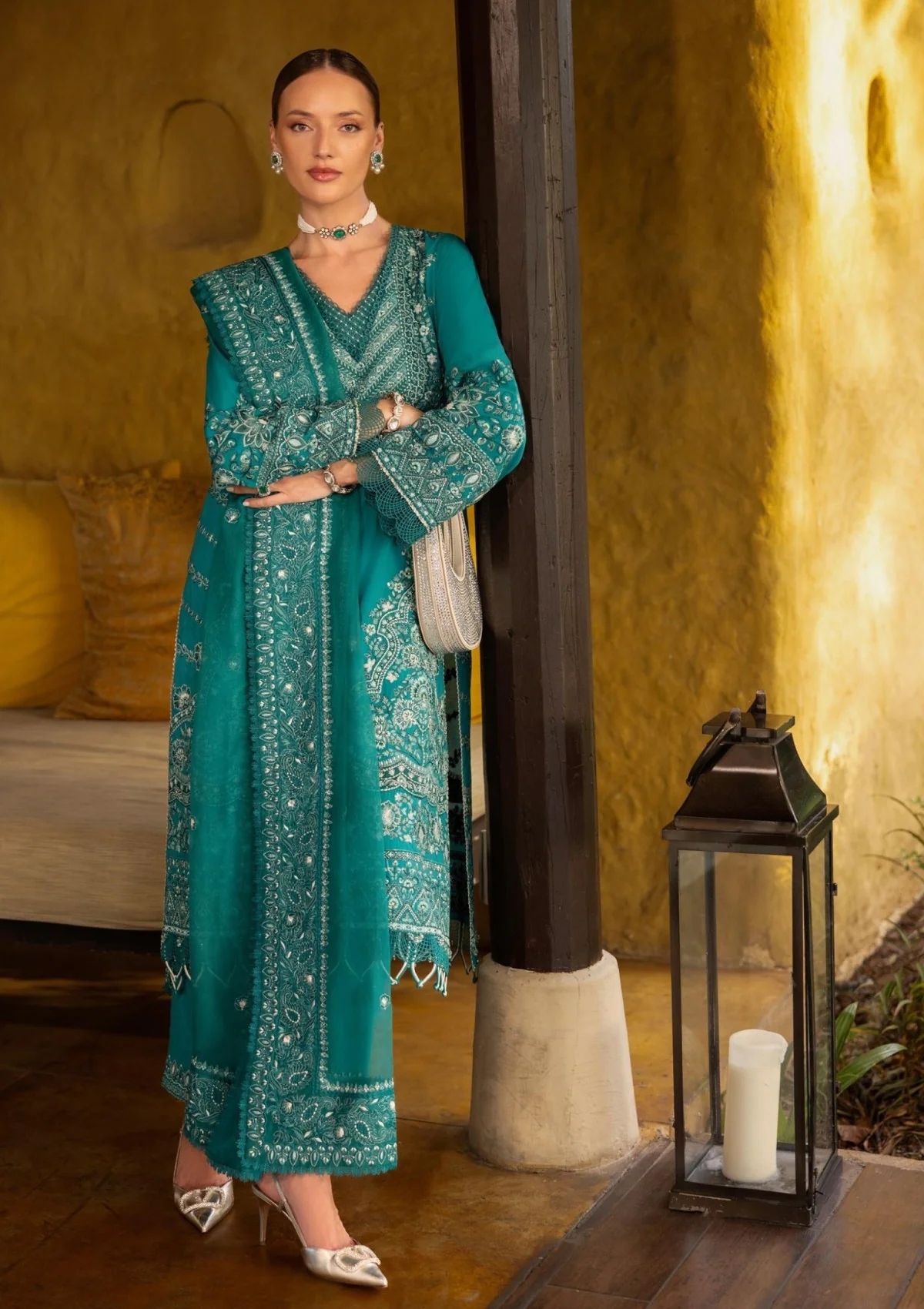 Faiza Saqlain Zinnia Lawn 25 Calla-13 "Teal Green" | Unstitched Festive Wear | 3pc Ladies Suit - Image 2