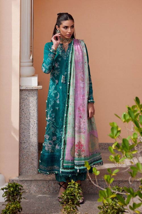 FTA | WES Luxury Lawn 25 | Unstitched | Emerald | Festive Wear | Eileen Emerald | 3 pc set.