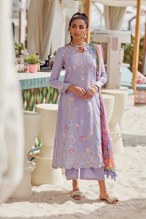 FTA | WES Luxury Lawn 25 | Unstitched | Lavender | Festive Wear | Liliana Lavender | 3 pc set.