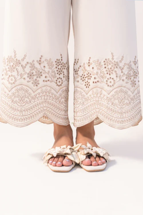 Image Aria Edit Izaar 'Beige' Pure Cotton Pant '24 Collection Embroidered | 1 Pc | T-650