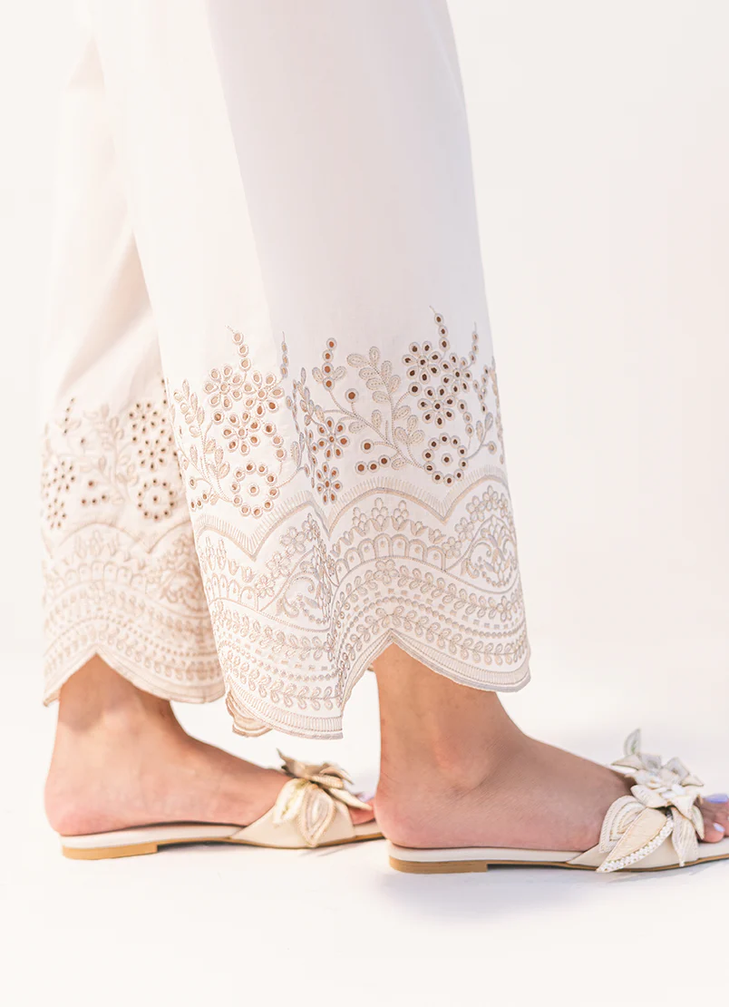 Image Aria Edit Izaar 'Beige' Pure Cotton Pant '25 Collection Embroidered  | 1 Pc | T-650 - Image 2