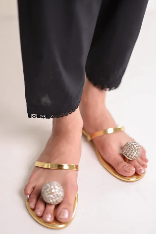 Image T-634 Spring Pret '25 Cotton Lace Shalwar - 'Black' | 1 pc