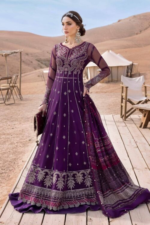 Maria B 'Plum' Luxury Lawn | Unstitched Embroidered 3-Piece