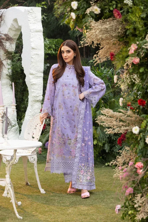 Sobia Nazir | Luxury Lawn 2025 | Purple | Unstitched | Festive Wear | Design 15A | 3pc set.