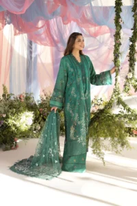 Sobia Nazir 15B 'Teal Green' Luxury Lawn 2025 -  Unstitched Festive Dress | 3pc set.