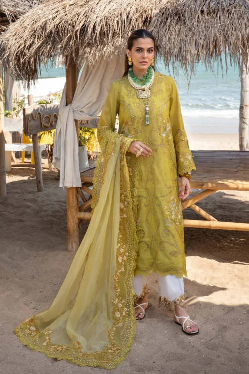 Saira Shakira | Luxury lawn'25 | Samara-a | Lawn | Olive | Embroidered Suit | 3pc