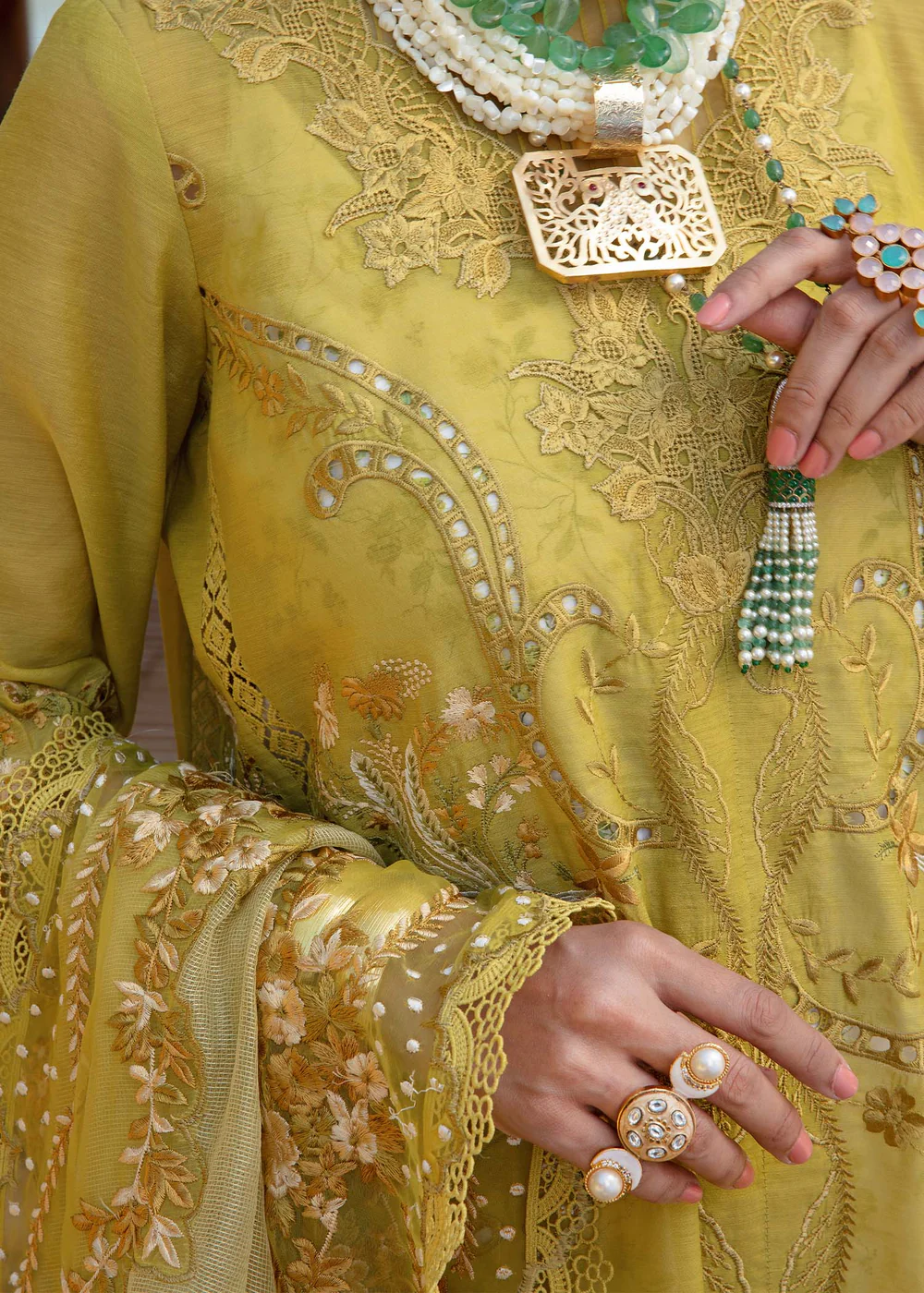 Saira Shakira | Luxury lawn'25 | Samara-a | Lawn | Olive | Embroidered Suit | 3pc - Image 2