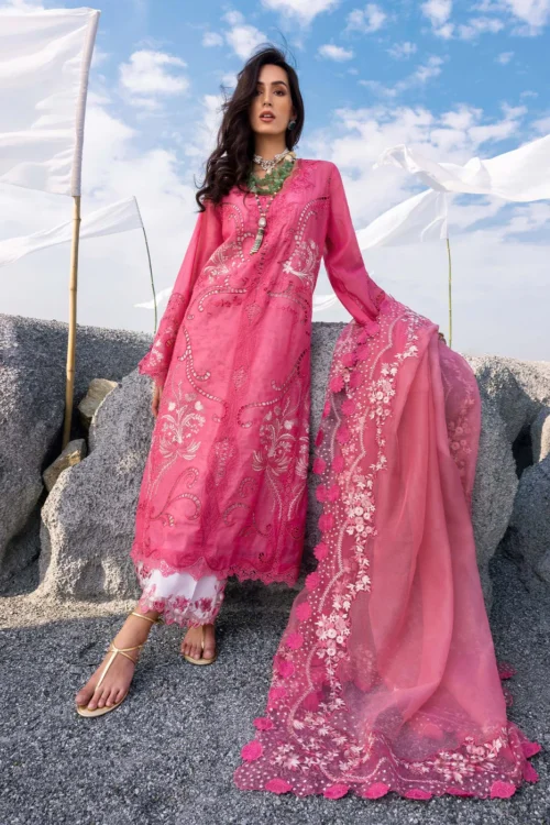 Saira Shakira | Luxury lawn'25 | Samara-b | Lawn | Olive | Embroidered Suit | 3pc
