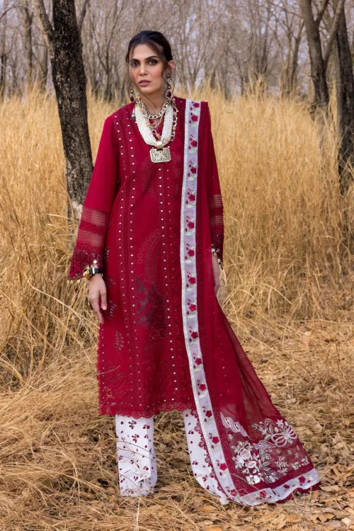 Saira Shakira | Luxury lawn'25 | Shams-a | Lawn | Flame | Embroidered Suit | 3pc