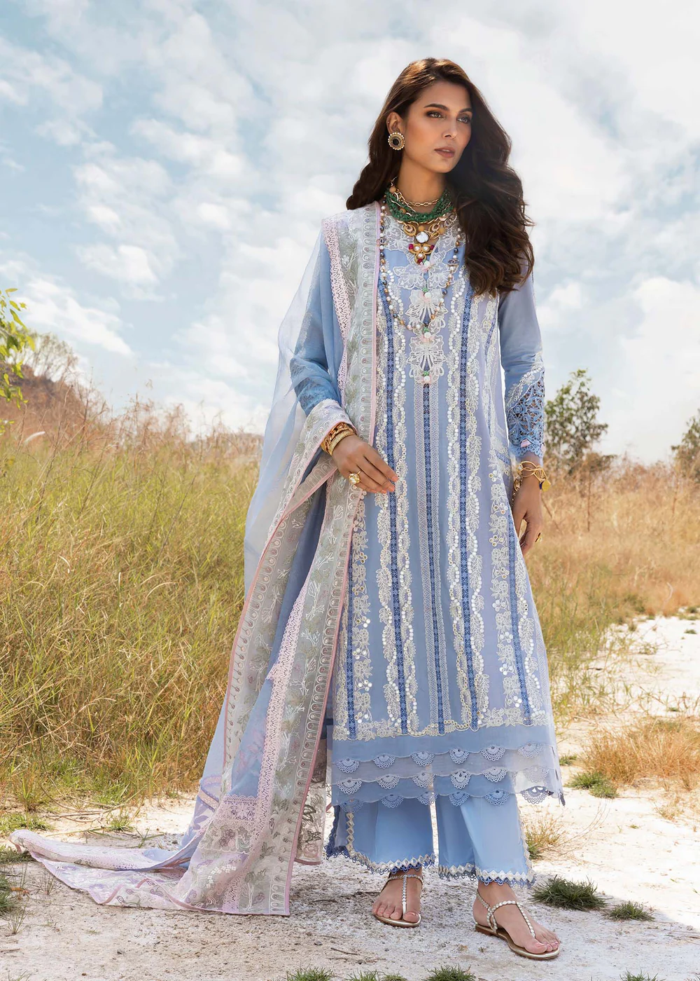 Saira Shakira | Luxury lawn'25 | Nadine-a | Lawn | Periwinkle | Embroidered Suit | 3pc - Image 2