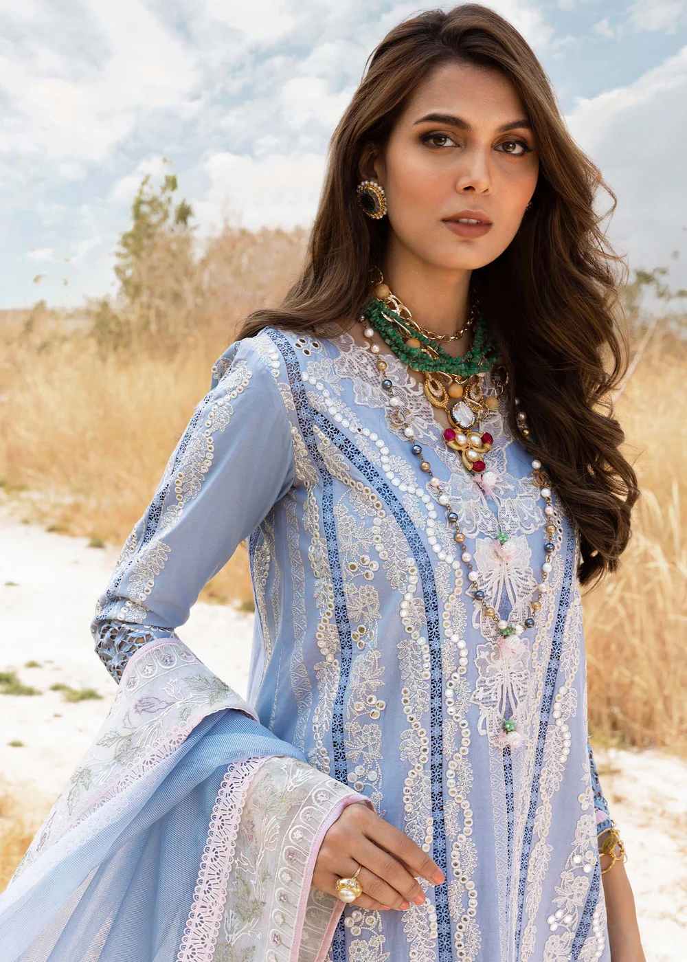 Saira Shakira | Luxury lawn'25 | Nadine-a | Lawn | Periwinkle | Embroidered Suit | 3pc - Image 3