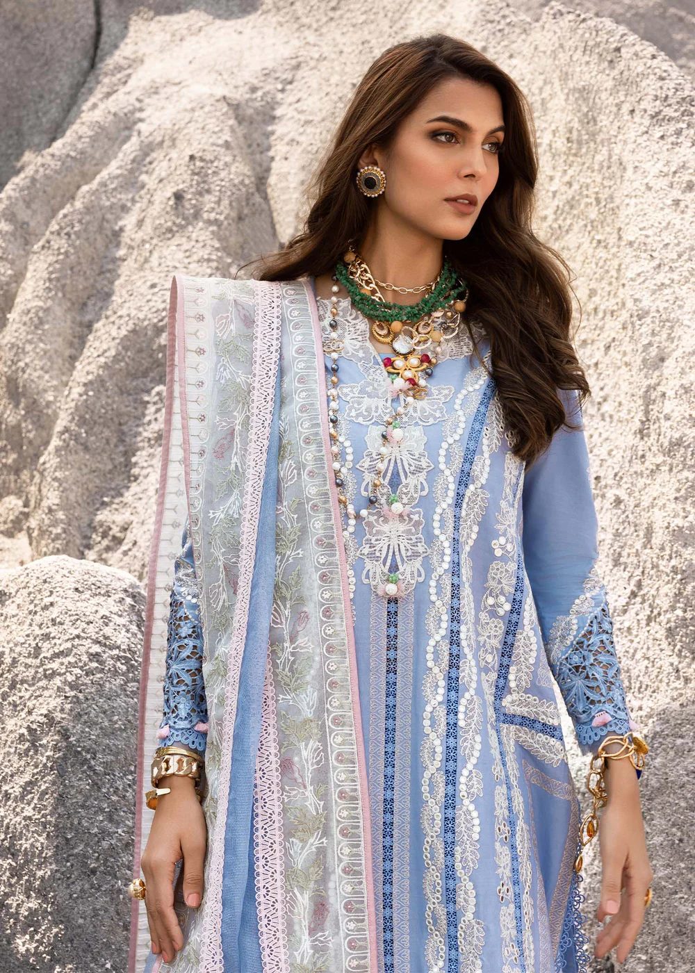 Saira Shakira | Luxury lawn'25 | Nadine-a | Lawn | Periwinkle | Embroidered Suit | 3pc - Image 4