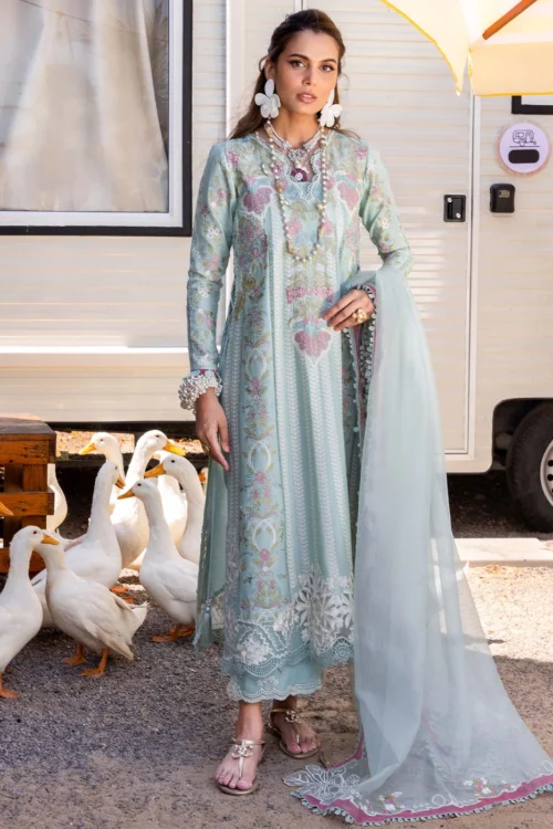Saira Shakira | Luxury lawn'25 | Dilara-a | Lawn | Sky | Embroidered Suit | 3pc