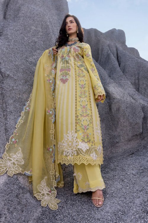 Saira Shakira Dilara-B Luxury lawn'25 | Sky Embroidered Suit | 3pc