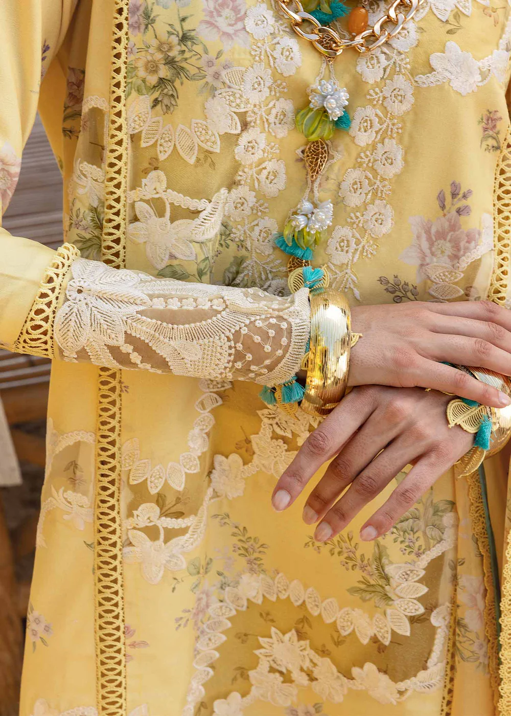 Saira Shakira | Luxury lawn'25 | Serena-a | Lawn | Macaroon | Embroidered Suit | 3pc - Image 3