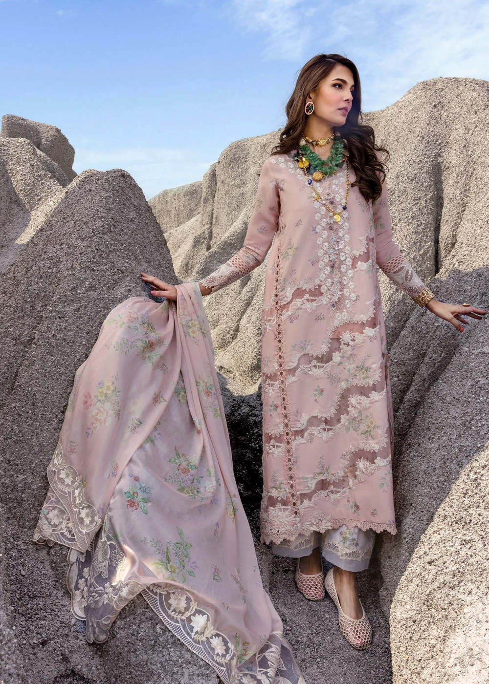 Saira Shakira | Luxury lawn'25 | Serena-b | Lawn | Macaroon | Embroidered Suit | 3pc - Image 2