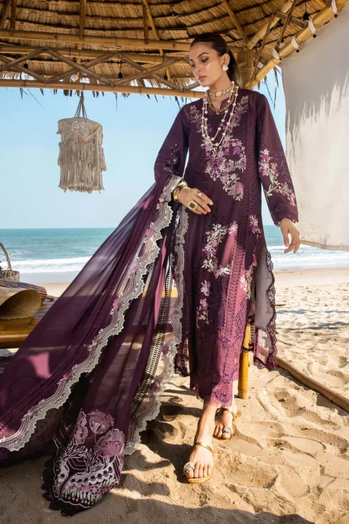 Saira Shakira | Luxury lawn'25 | Dahlia-b | Lawn | Grape | Embroidered Suit | 3pc