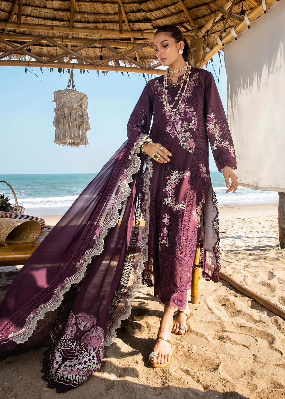 Saira Shakira | Luxury lawn'25 | Dahlia-b | Lawn | Grape | Embroidered Suit | 3pc