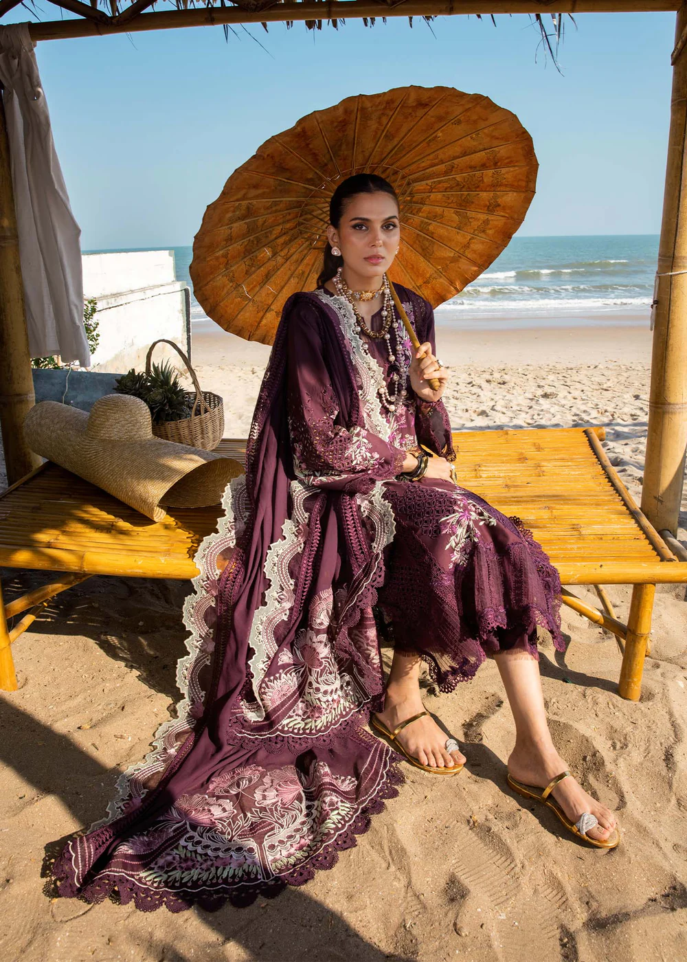 Saira Shakira | Luxury lawn'25 | Dahlia-b | Lawn | Grape | Embroidered Suit | 3pc - Image 2