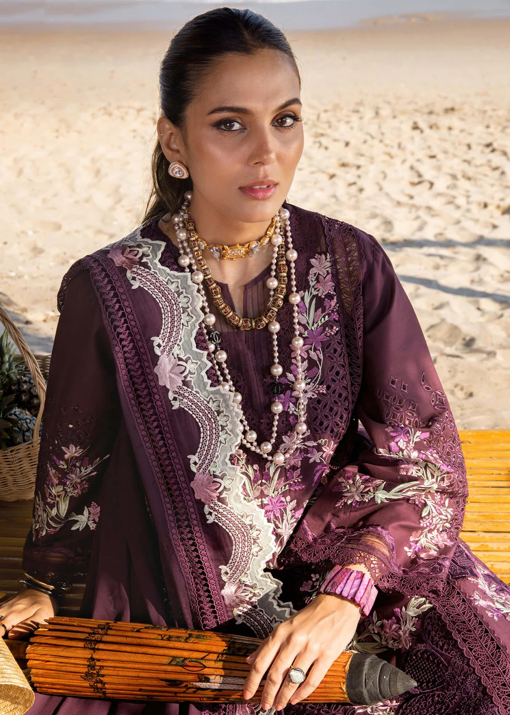Saira Shakira | Luxury lawn'25 | Dahlia-b | Lawn | Grape | Embroidered Suit | 3pc - Image 3