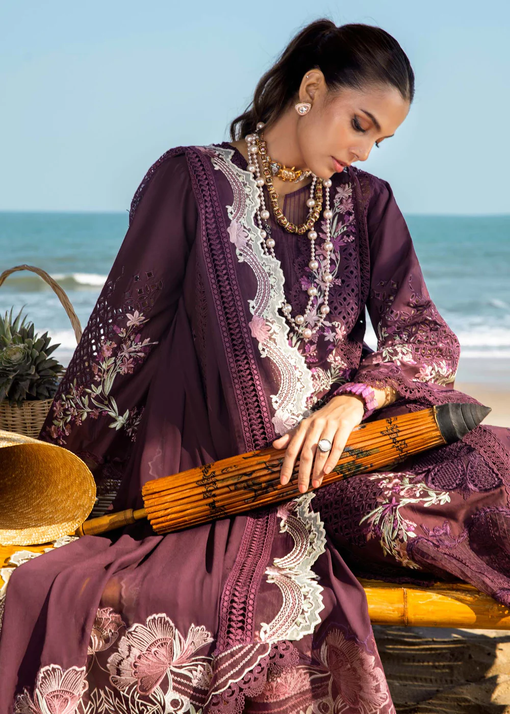 Saira Shakira | Luxury lawn'25 | Dahlia-b | Lawn | Grape | Embroidered Suit | 3pc - Image 4