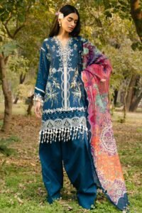 Sana Safinaz 009B-3DI "Navy Blue" Luxury Lawn '25 Unstitched Dress | 3pc set.