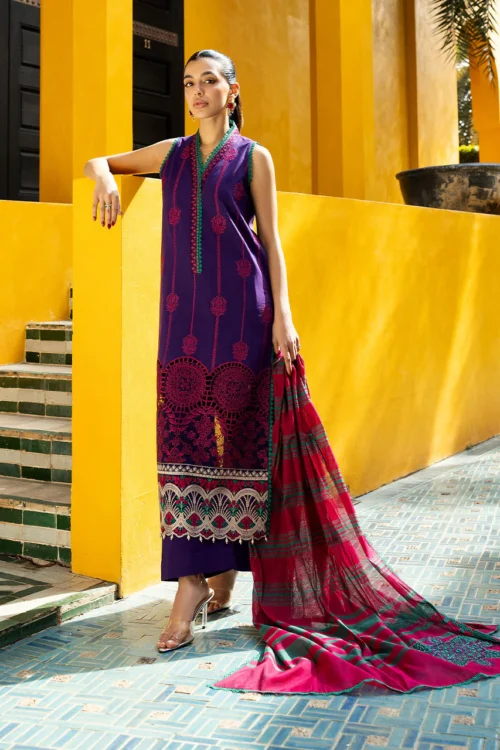 Zainab Chottani Chikankari 25 | Deep Purple | Unstitched | Festive wear| Zynah - 1B |  3 pc set.