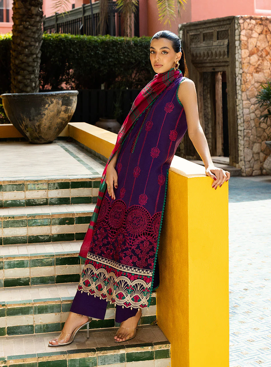 Zainab Chottani Chikankari 25 | Deep Purple | Unstitched | Festive wear| Zynah - 1B |  3 pc set. - Image 4