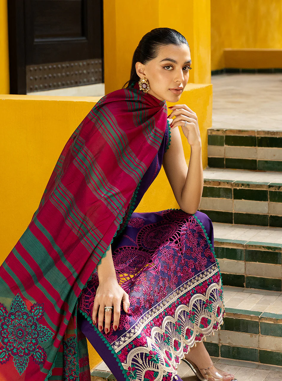 Zainab Chottani Chikankari 25 | Deep Purple | Unstitched | Festive wear| Zynah - 1B |  3 pc set. - Image 5