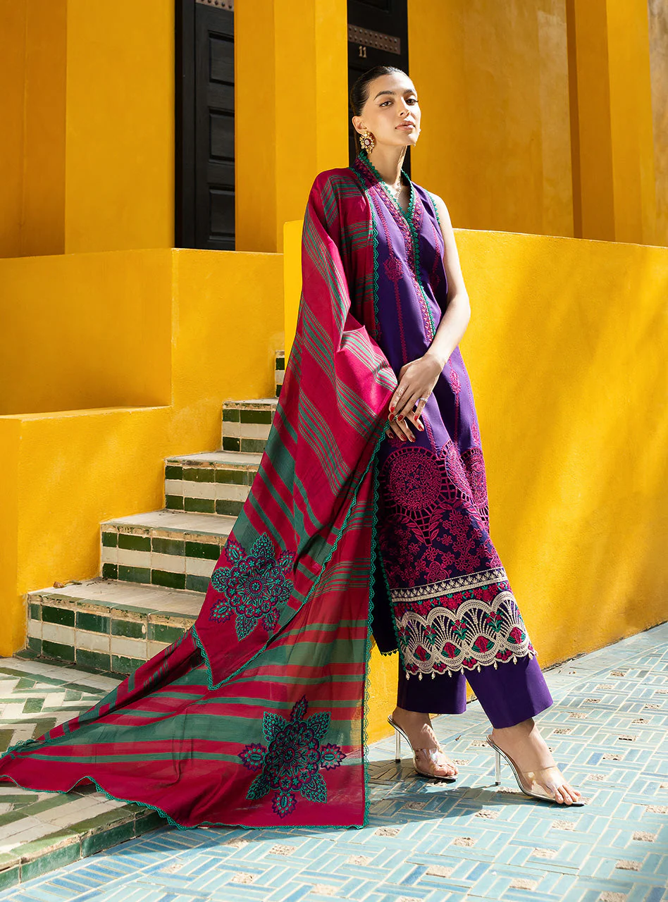 Zainab Chottani Chikankari 25 | Deep Purple | Unstitched | Festive wear| Zynah - 1B |  3 pc set. - Image 6