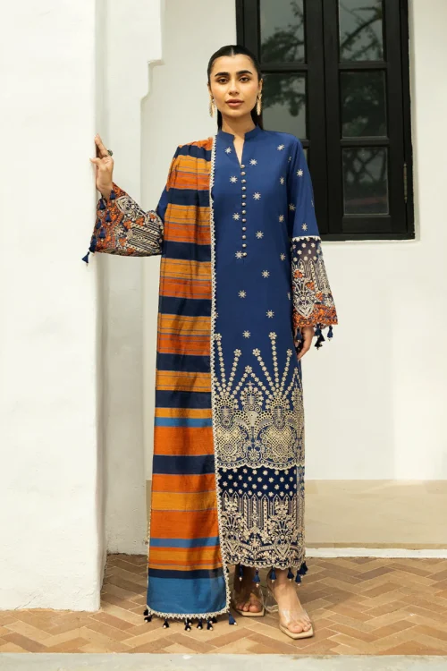 Zainab Chottani Chikankari 25 | Navy Blue | Unstitched | Festive wear| Elma - 3B | 3 pc set.
