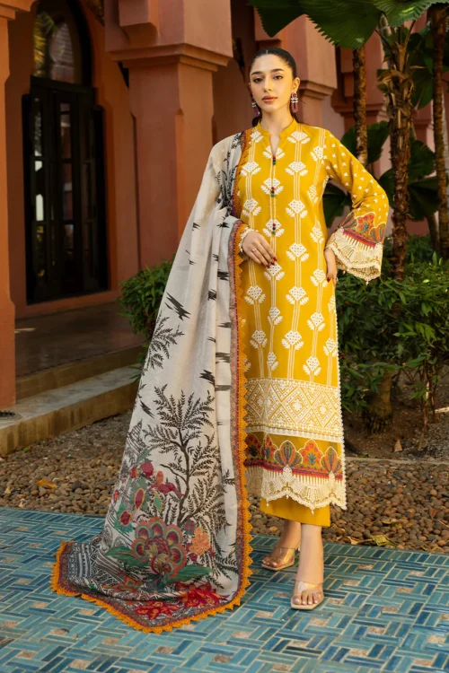 Zainab Chottani 'Yellow' Aanya - 4A Chikankari '25 Unstitched Festive Wear | 3 pc set.