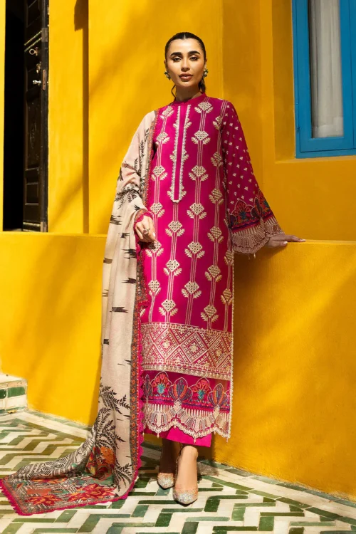 Zainab Chottani Chikankari 25 | Magenta | Unstitched | Festive wear| Aanya - 4B |  3 pc set.
